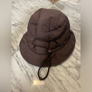 NEW WITHOUT TAGS - Brown Nylon Bucket Hat OS (catered to smaller head size)